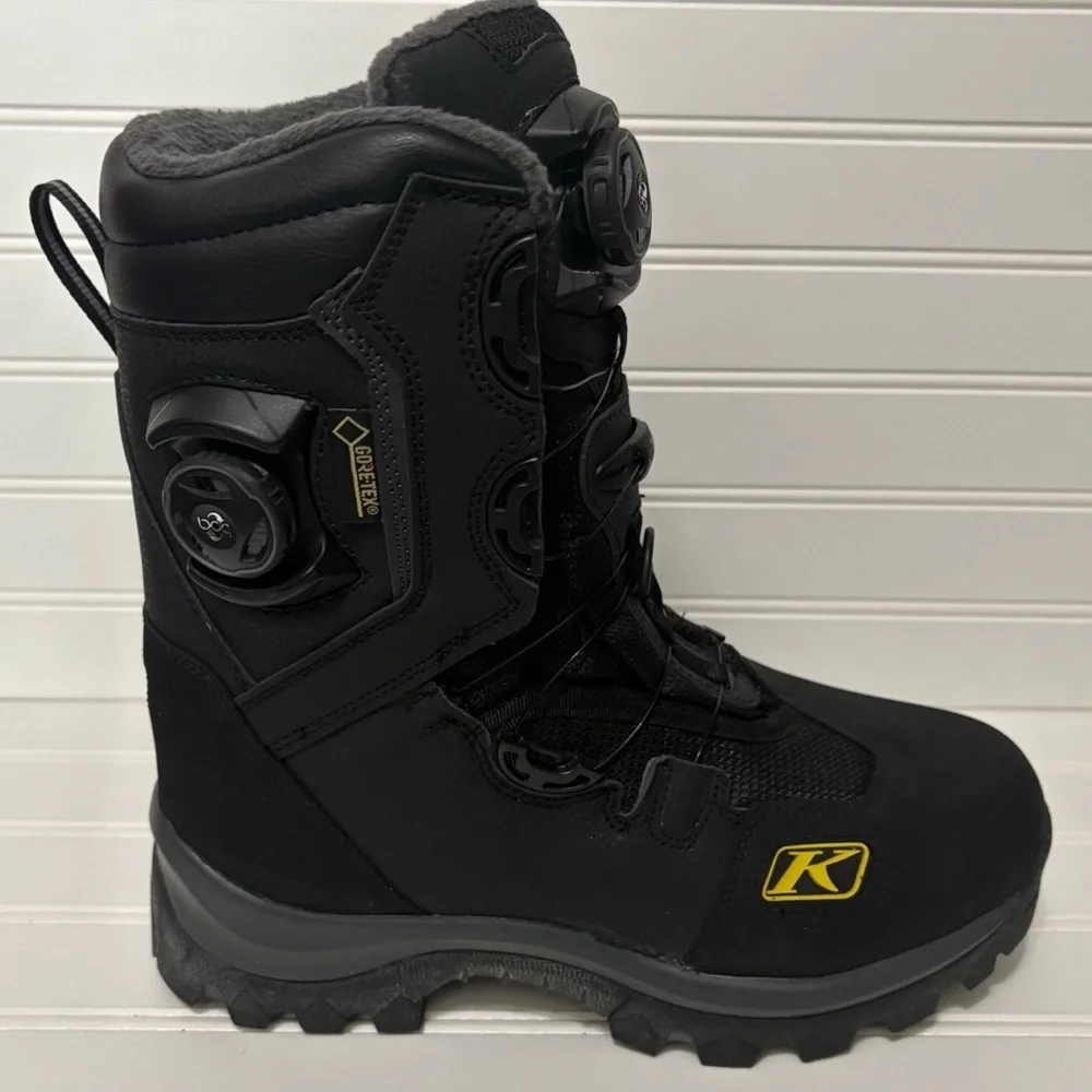 KLIM Adrenaline GTX Snowmobile Goretex Snow Boots BOA Lacing Black Mens Size 8